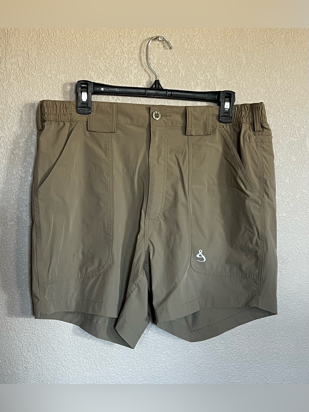 Hook & Tackle khaki Hybrid Stretch Fishing Shorts Men's Gorpcore Outdoor size 36